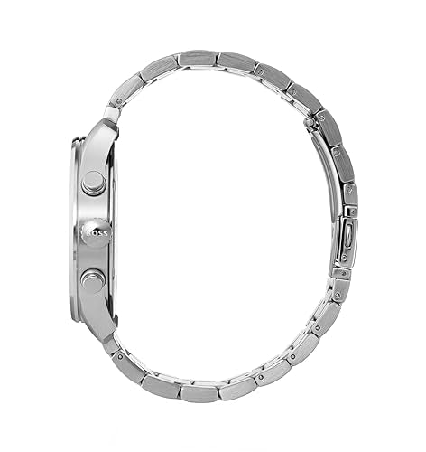 BOSS Reloj Cronógrafo de Cuarzo para Hombre de 44 mm Colección The Professional con Esfera Azul, Pulsera de Acero Inoxidable Plateado, 3 Subesferas, Resistencia al Agua 3ATM - 1513527