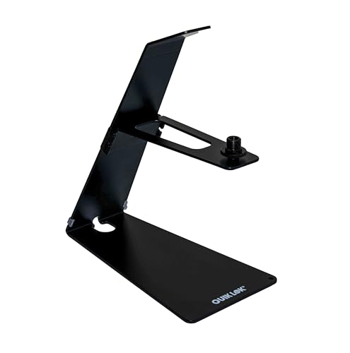 QUIK LOK - MIC/001 Base de micrófono de escritorio para micrófonos dinámicos e inalámbricos, diseño elegante y funcional, acabado negro mate, adaptador de 3/8" a 5/8" incluido