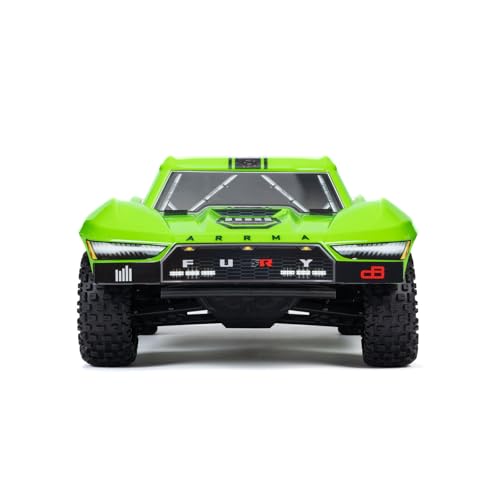 ARRMA Fury Mega 550 2WD Coche teledirigido 1/10 Short Course Truck, más de 30 km/h, actualizable, Incluye Accesorios, Verde ARA3221T1