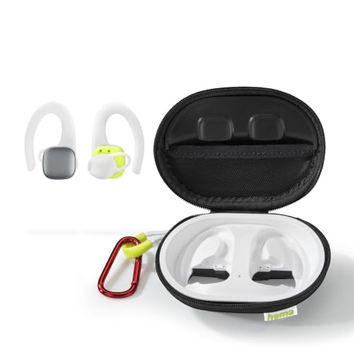 Hama | Auriculares Inalámbricos Bluetooth Deportivos (Auriculares Deportivos con hasta 7h de Música, IPX5, Micrófono Integrado) Blanco y Amarillo