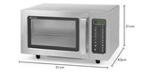HENDI Microondas, 1000W, 10 programas predeterminados, máx. diámetro de los platos: 320mm, potencia entrada 1550W, 25L, 230V, 511x432x(H)311mm, cámara 327x346x(H)200mm, acero inoxidable