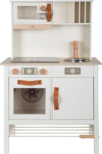 small foot Cocina Infantil Blanco Tasty, Madera Placa luz Sonido, Incl. Acc.de 5 Uni, de 3 años, 12673, Color Colorido