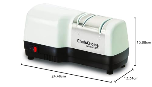 CHEF'S CHOICE 220 - Afilador de cuchillos eléctrico, color negro, blanco y plateado