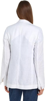 Tommy Hilfiger Blazer Mujer Casual Linen Regular elegante, Blanco (Th Optic White), 34