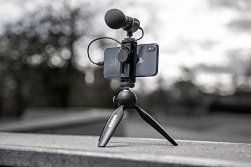 Shure MV88+ Micrófono de Condensador Kit de vídeo estéreo Digital para Apple y Android, con Cable, con trípode Manfrotto PIXI, Abrazadera para teléfono, Soporte y Cables iOS y USB-C