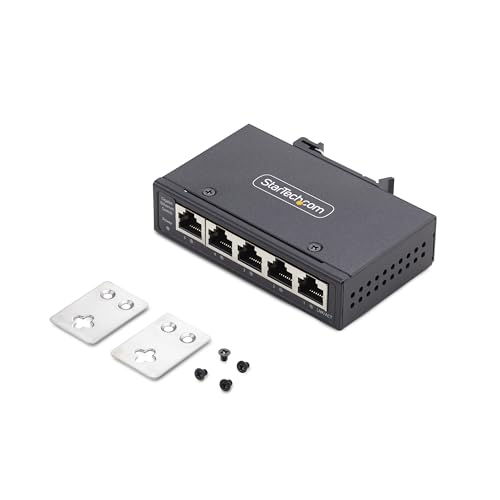 StarTech.com Switch Ethernet Industrial de 5 Puertos no Gestionado IP30-100/1000 - Pared/Carril DIN - IP30-9~60VDC - TAA