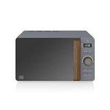 Swan Nordic Set Desayuno Hervidor de agua 1,7L 2200W, Tostadora Pan ranura ancha 2 rebanadas, Microondas 20L digital, diseño moderno, efecto madera, gris