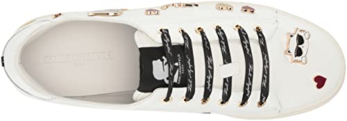 KARL LAGERFELD Cate Pins Lace Up Platform Sneaker, Zapatillas Mujer, Blanco Brillante, 38 EU