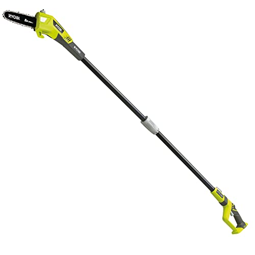 RYOBI ONE+ 18V Podadora de altura telescópica RPP182020 – Espada 20 cm, 5,5 m/s, cabezal 30°, lubricación automática – Kit con batería 2,0 Ah y cargador (alcance hasta 3 m)