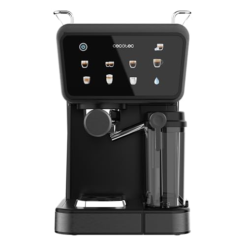 Cecotec Cafeteras Express Semiautomáticas Power Espresso Touch ColdBrew Latte. 1350W, 20 Bares, Frío, Templado o Caliente, Pantalla Táctil, 1.5L Depósito Agua, 500ml Depósito Leche, Doble Brazo