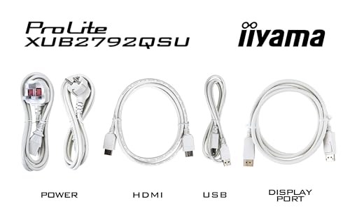 iiyama XUB2792QSU-W6 27" Blanco Panel IPS, 2560x1440100Hz, 0,4ms (MPRT), FreeSync, 15cm Regulable en Altura, Pivotante, 250cd/m², HDMI, DisplayPort, Altavoces, USB 4x3.2