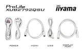 iiyama XUB2792QSU-W6 27" Blanco Panel IPS, 2560x1440100Hz, 0,4ms (MPRT), FreeSync, 15cm Regulable en Altura, Pivotante, 250cd/m², HDMI, DisplayPort, Altavoces, USB 4x3.2