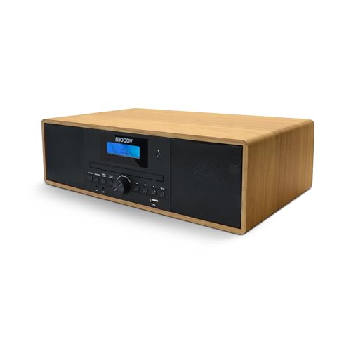 Mooov 477380 - Microcadena HiFi estéreo 50W Musicales, Reproductor CD, Bluetooth, Radio FM, USB, AUX-IN, RCA, Despertador, Mando a Distancia