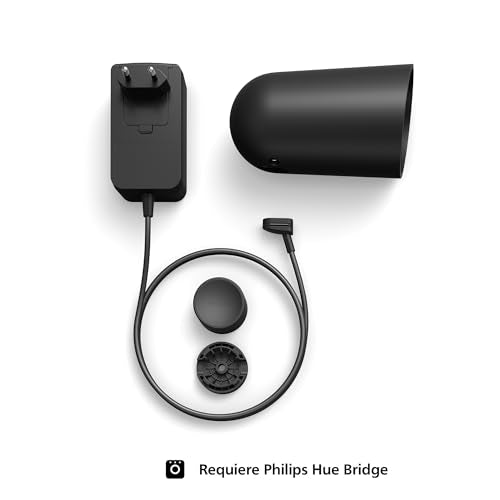 Philips Hue Secure Cámara de Video Vigilancia Inteligente para Exteriores o Interiores, Inalámbrica, Full HD Video, Fácil de Instalar, Control de Vigilancia y Luz con Solo una App, Negro