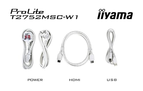 iiyama T2752MSC-W1 27" BLANCO Bonded PCAP 10P Táctil, 1920x1080, Panel IPS, Flat Bezel Free Glass Front, HDMI, Displayport, 360cd/m² ( Táctil), USB Hub 2x 3.2, Altavoces