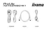 iiyama T2752MSC-W1 27" BLANCO Bonded PCAP 10P Táctil, 1920x1080, Panel IPS, Flat Bezel Free Glass Front, HDMI, Displayport, 360cd/m² ( Táctil), USB Hub 2x 3.2, Altavoces