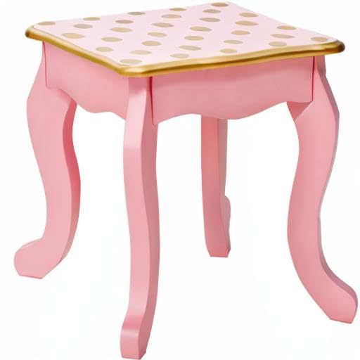 Teamson Kids Mesa de Tocador Rosa de Madera con Espejo y Taburete TD-11670L