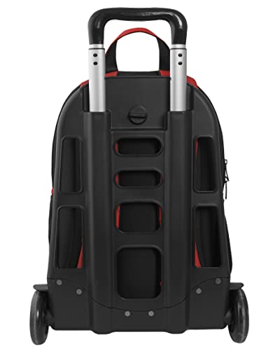 Ferrari – Mochila con carrito desmontable ajustable con asa y tirantes retráctiles, cremallera y bolsillo frontal con cremallera – Mochila escolar 36 x 23 x 47 cm, rojo, Talla única, Casual