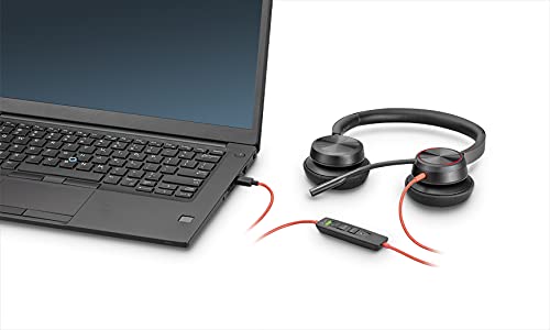 Poly Blackwire 8225 - Auriculares estéreo con Conector USB-C, cancelación Activa de Ruido y Brazo de micrófono Flexible, Color Negro