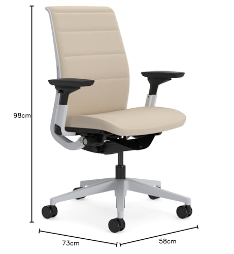Steelcase Think Glow Up, silla de oficina ergonómica con respaldo de malla, sujeción lumbar regulable en altura y brazos regulables Beige avena