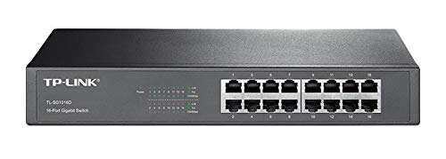 Switch 16 Puertos 10/100/1000, Rack 19", Sin Ventilador, Ideal para Redes hogareñas y pequeñas Empresas.