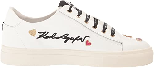 KARL LAGERFELD Cate Pins Lace Up Platform Sneaker, Zapatillas Mujer, Blanco Brillante, 38 EU