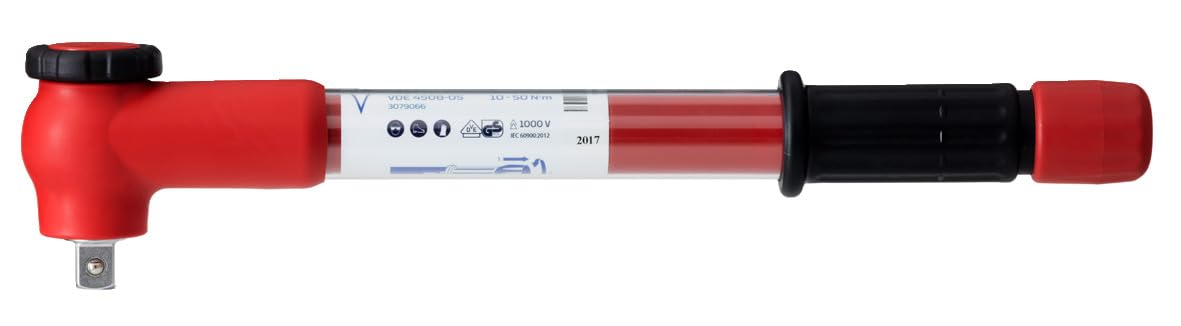 GEDORE AZUL - GEDORE VDE 4508 – 02 –Llave dinamométrica (3/8, 10mm () accionamiento cuadrado,aislado hasta 1000 V (60900/iec60900)/A +/-3% y mejor calibrada según DIN EN ISO 6789: 2017, Rojo,5 – 25Nm