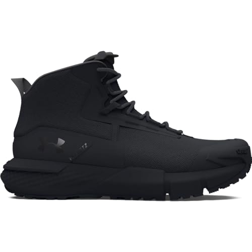 Under Armour UA Charged Valsetz Mid Zapatos tácticos para hombre, cómodas y duraderas botas de montaña, color negro/negro/gris azabache