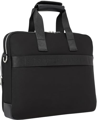 Tommy Hilfiger Maletín para portátil Hombre Business Nylon con bolsillo exterior, Negro (Black), Talla Única