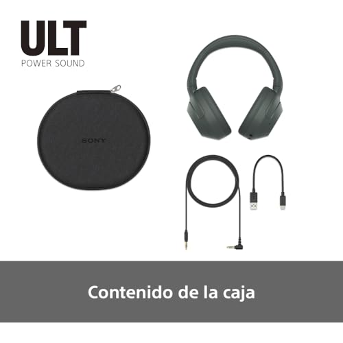 Sony ULT Wear, Auriculares inalámbricos Bluetooth con ULT Power Sound, Ultimate Deep Bass, Noise Cancelling, Calidad de Llamada nítida, hasta 30H de autonomía de la batería, iOS y Android, Gris Bosque