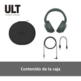 Sony ULT Wear, Auriculares inalámbricos Bluetooth con ULT Power Sound, Ultimate Deep Bass, Noise Cancelling, Calidad de Llamada nítida, hasta 30H de autonomía de la batería, iOS y Android, Gris Bosque