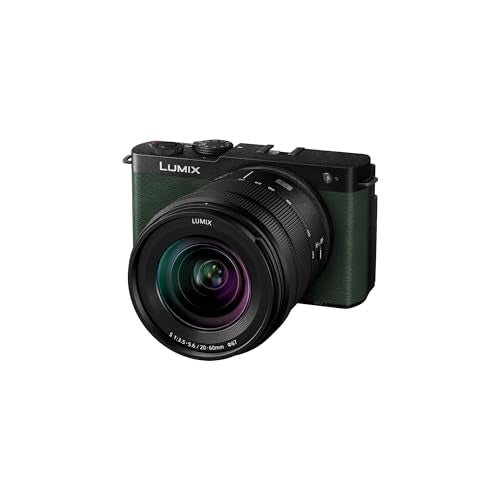 Panasonic Lumix DC-S9KE-G Cámara Vlogs, Puerta Abierta Fotograma Completo Sin Espejo, 24,2 MP, 6K/4K, PDAF 779, Estabilización Imagen, Angulo Libre, WiFi 5 GHz, Verde Oliva, Lente 20-60 mm (Zoom x3)