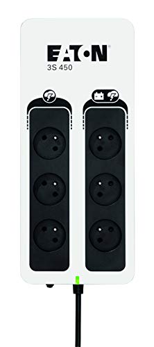 Eaton 3S 450 FR - Off-Line UPS - Sistema de alimentación ininterrumpida SAI - 3S450F - 450VA (6 Salidas Tipo FR) - Negro y Blanco