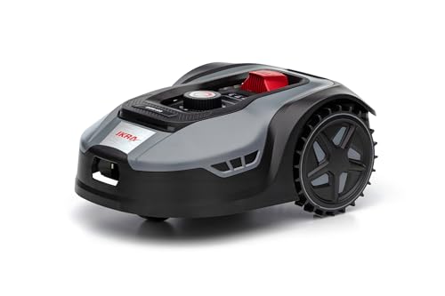 IKRA Robot cortacésped iROM 600 para céspedes de hasta 600 m², WiFi o Bluetooth, Control por App, multizona, Incl. estación de Carga & Sensor de Lluvia, 6 Cuchillas de Repuesto