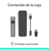 Logitech Spotlight Presentador Inalámbrico, 2.4 GHz y Bluetooth, Receptor USB, Puntero Láser Digital, Distancia de 30 Metros, Cronometro, PC/Mac/Android/iOS, Negro/Blanco