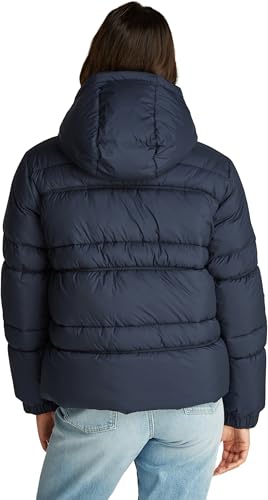 Tommy Jeans Cazadora Acolchada Mujer Quilt Rouch Tape Jacket con Capucha, Azul (Dark Night Navy), XS