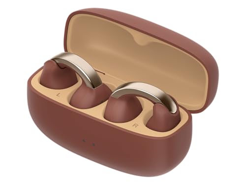 JVC Auriculares Inalámbricos Bluetooth | 24h de Batería y Carga Rápida | Oido Abierto | Ligeros y Resistentes al Agua | Deportivos con IPX4 y Control Táctil - HA-NP1T Granate