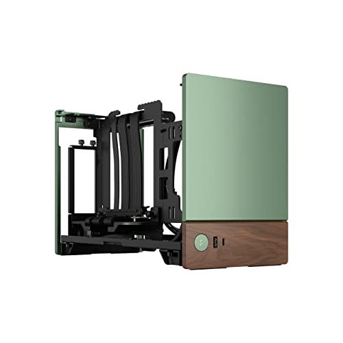Fractal Design Terra Jade - Wood Walnut Front Panel - Small Form Factor - mITX Gaming Case – PCIe 4.0 Riser Cable – USB Type-C - Anodized Aluminum Panels