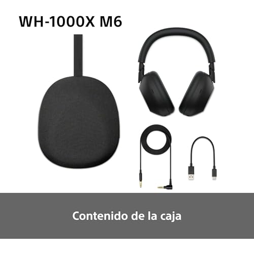 Sony WH-1000XM6 Auriculares Bluetooth inalámbricos con Noise Cancelling, Sonido de Alta resolución, cómodos, diseño Plegable, Estuche Resistente, 30 Horas de batería, iOS y Android - Negro