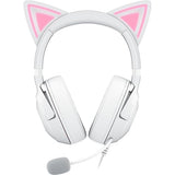 Razer Kraken Kitty V2 - Auriculares RGB con Cable y Kitty Ears para Juegos y Streaming (325 g, transductores Triforce de 40 mm, micrófono cardioide HyperClear, Sonido Envolvente) Blanco