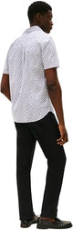 Tommy Hilfiger Camisa Hombre Linen Blend Manga Corta, Multicolor (White/Preppy Navy), M