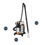 Zeegma ZONDER Pro Aqua Aspirador en seco y húmedo 1400 W, para Alfombras Coche Tapicería Escaleras, Depósito de Agua Limpia de 4 L, Juego de Filtros y Boquillas de Lavado