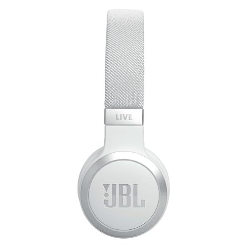 JBL Auriculares inalámbricos circumaurales Live 670 NC, con tecnología Bluetooth y cancelación adaptativa de ruido, hasta 65 horas de reproducción, blanco