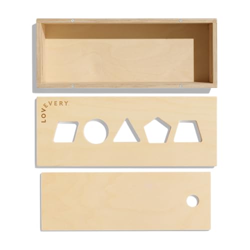 Lovevery | El Juego de Bloques | Bloques de Construcción y Piezas de Madera Maciza + Caja de Almacenaje de Madera, se Convierte en un Coche de Tracción, 70 Piezas, 20+ Actividades, Edad 12+ Meses