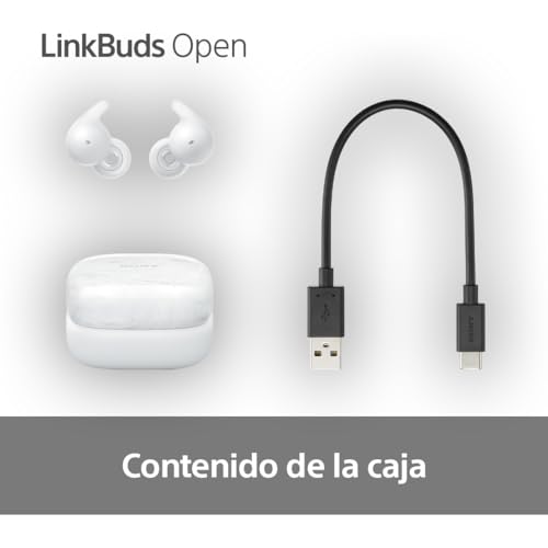 Sony LinkBuds Open – Auriculares Open True Wireless Bluetooth: Sonido Transparente, 4,8 g Comodidad Todo el día, Sonido, conexión multipunto, 22 h de batería, iOS y Android - Blanco