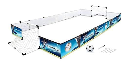 Dunlop Juego Valla, 2 porterías, fútbol y Bomba, 426 x 235 x 36 cm, Unisex para jóvenes, Azul/Blanco/Negro, 426 cm x 235 x 36 cm