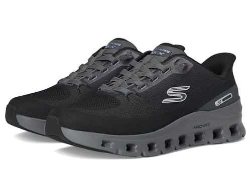 Skechers Arch Fit Glide-Step Pro, Zapatillas Hombre, Black Knit/Charcoal PU, 44 EU
