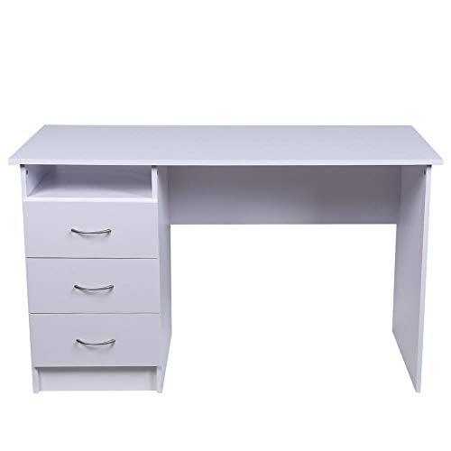 BAKAJI Escritorio con cajonera de 3 cajones + Estante Abierto, Mesa de Trabajo para Ordenador de Madera MDF para decoración de casa, Oficina, Dormitorio, diseño Moderno, tamaño 120 x 51 x 72 cm