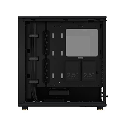 Fractal Design North Charcoal Black Tempered Glass Dark - Frente de Madera de Nogal - Panel Lateral de Vidrio - Incluye Dos Ventiladores Aspect PWM de 140 mm - Puerto USB Tipo C