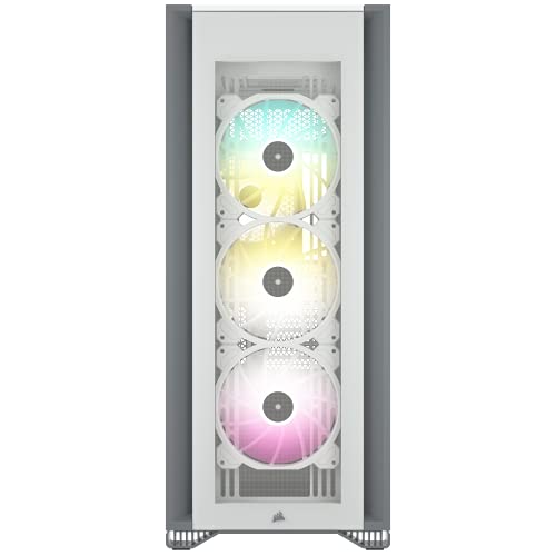 Corsair iCUE 7000X RGB Chasis para PC Inteligente ATX Full-Tower, Tres Paneles de Cristal Templado, Cuatro Ventiladores RGB de 140 mm Incluidos, Espacioso Interior, Blanco